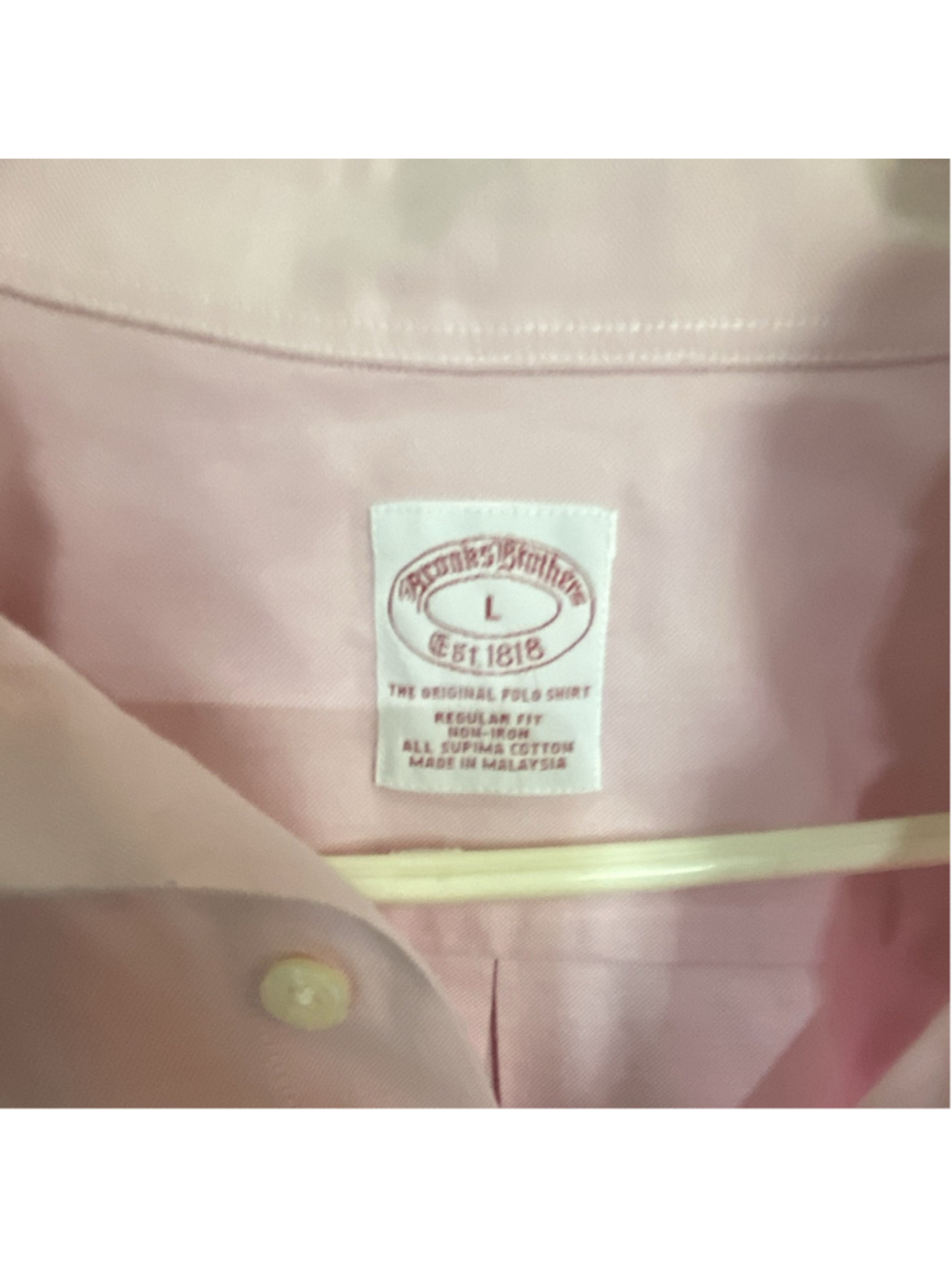 Brooks Brothers Men's Golden Fleece L Pink Solid Cotton Woven Button-Down Shirt - Picture 2 of 5